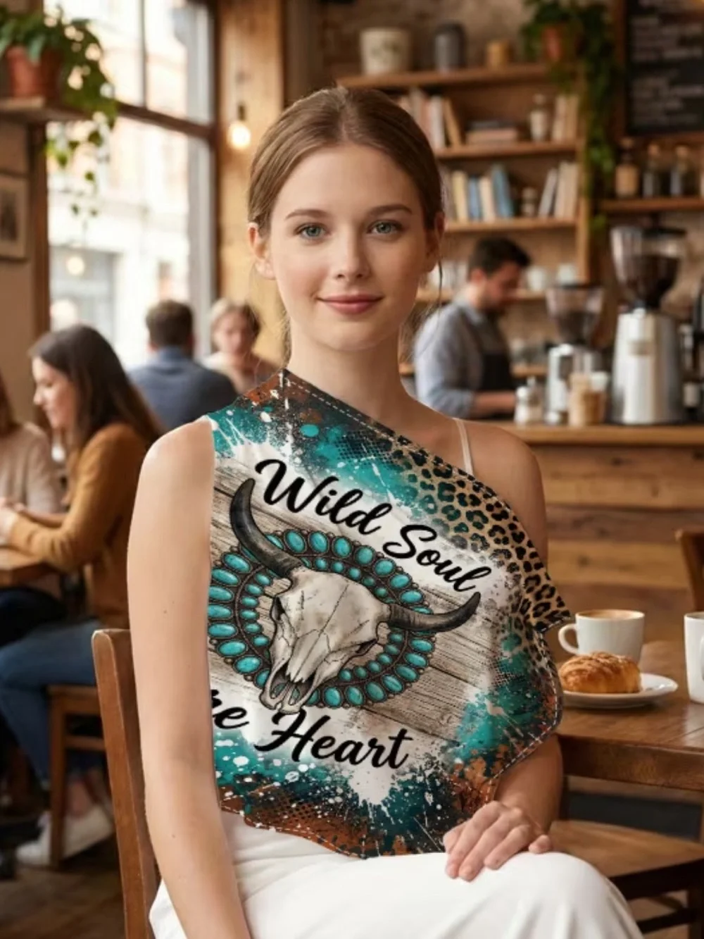 Wild Soul Pure Heart Turquoise Skull Scarf Wrap